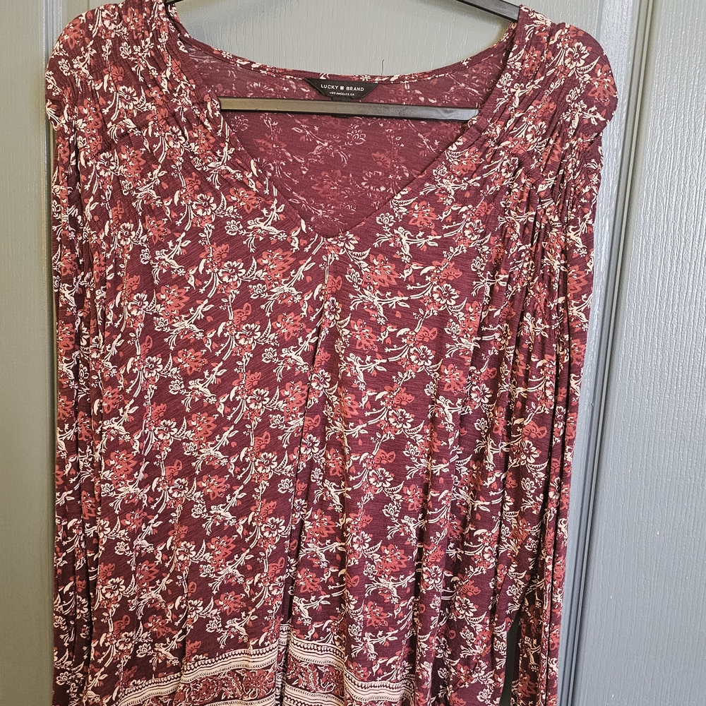 Lucky Brand Red Floral Blouse